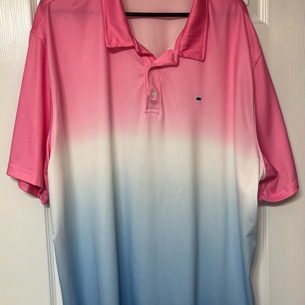 Crown & Ivy Pink and White Polo Shirt with Gradient Design
